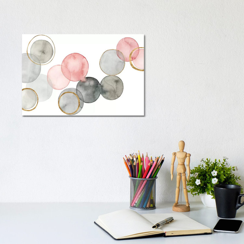 Gilded Spheres II by Grace Popp - Wrapped Canvas Painting, 20.5cm H x 31cm W