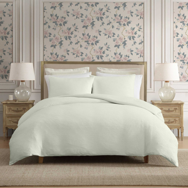 Ensemble de housse de couette Laura Ashley, Housse de couette pour grand lit et 2 taies décor, Vert