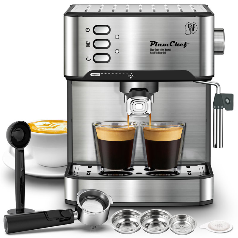 Machine à espresso professionnelle 20 bars avec mousseur à lait - Cafetière en acier inoxydable pour café au lait et cappuccino