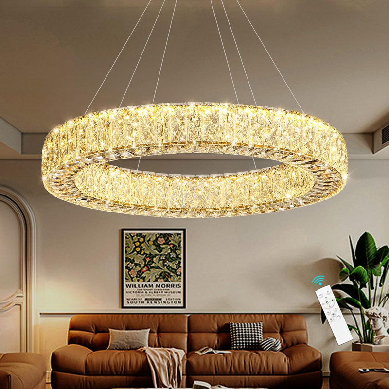 Glam Dimmable Crystal Chandelier, Gold