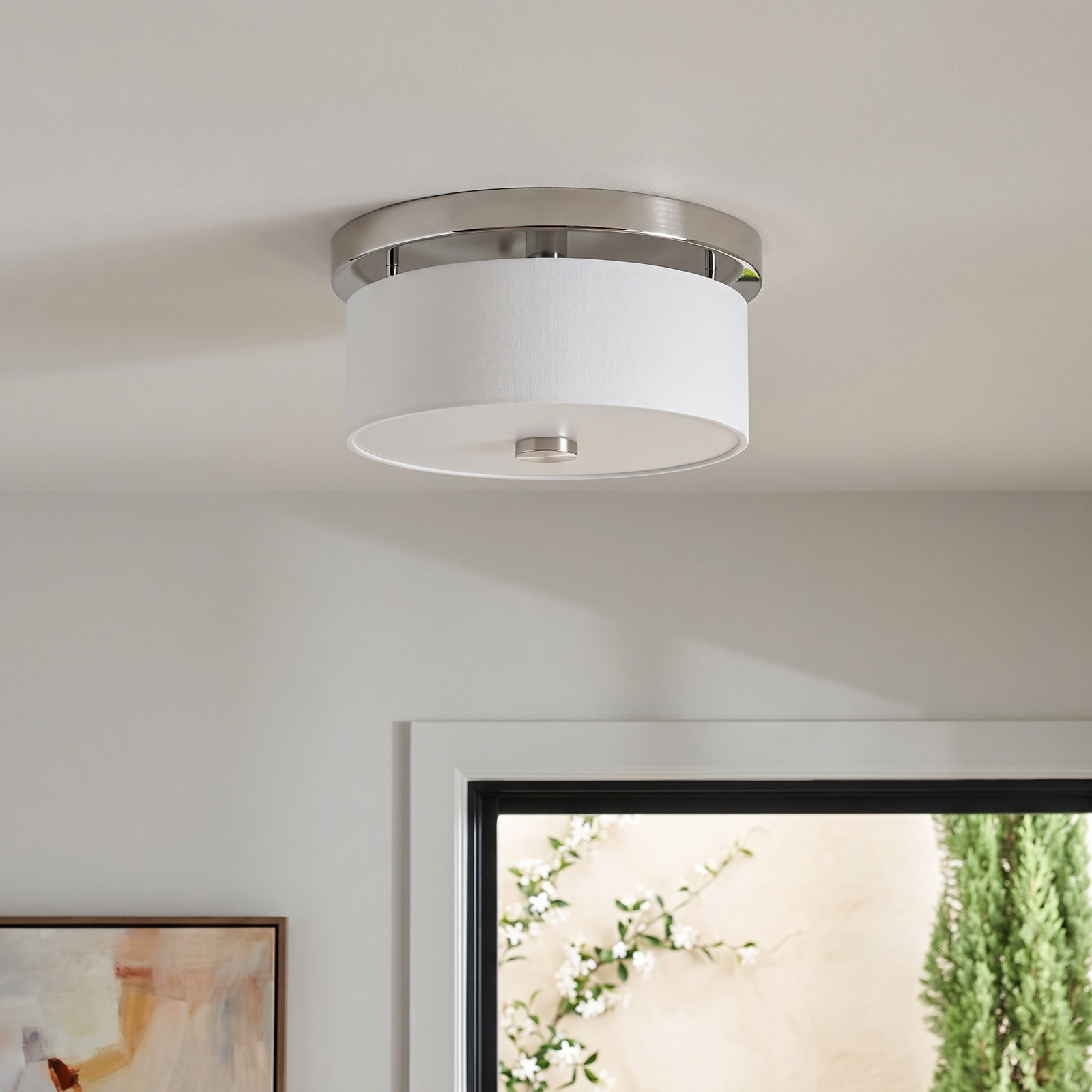 Flaire 2 Light Flush Mount, 5.375" H x 11" W x 11" D, Brushed Nickel