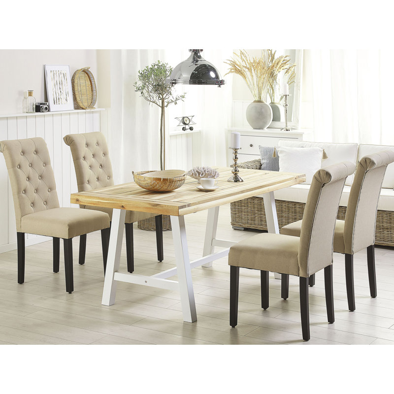 Lamoille 51cm H Tufted Upholstered Dining Chair, Beige