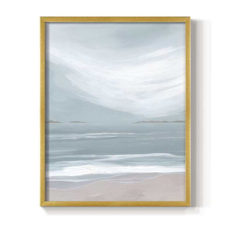 Reproduction encadrée Aqua Soft Shores II - bois massif, H 11 po x l 9 po, Doré