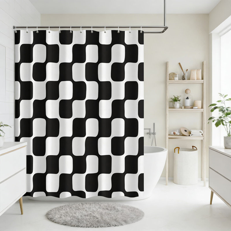 Ensemble de rideau de douche Retro, Noir