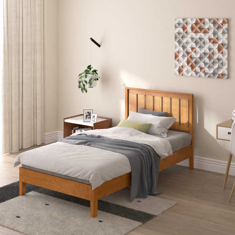 Hykkon Classic Bed Frame with Paneled Headboard, Single (3')