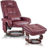 Eirika Swivel Recliners with Ottoman, Vibration Massage TV Chairs, Faux Leather