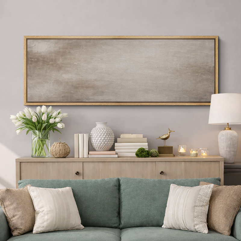 «Warm Neutral», art abstrait minimaliste, images de salon contemporain, impression sur toile encadrée, Cadre naturel