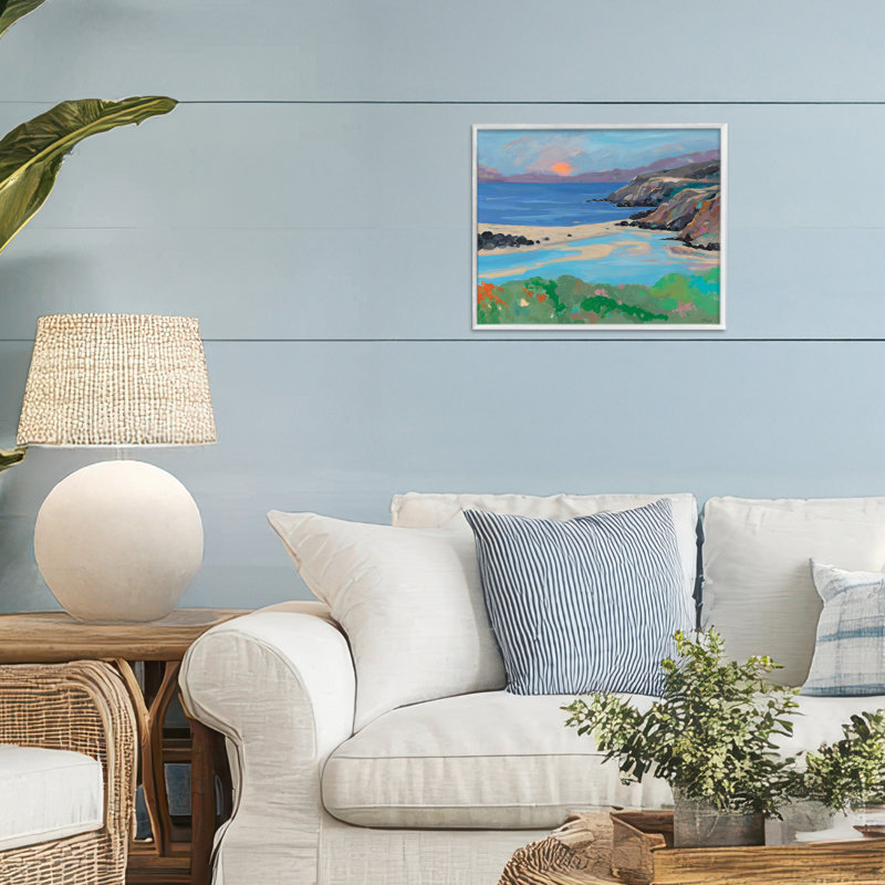 Estampe numérique Gualala Point, par Jenny Wantuch, H 11 po x l 14 po, Estampe numérique encadrée blanc bord de mer