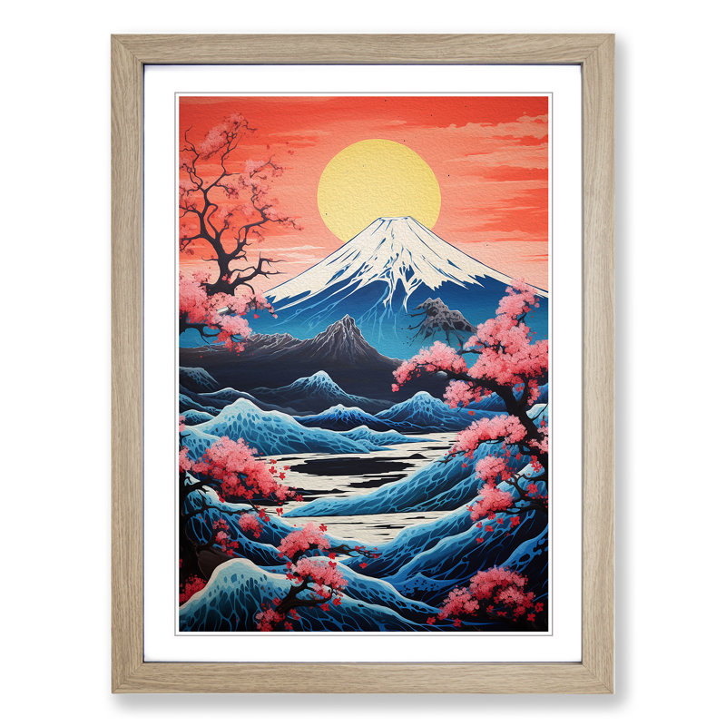 Mount Fuji Symbolism - Framed Print, Oak , 46cm H x 34cm W x 2cm D