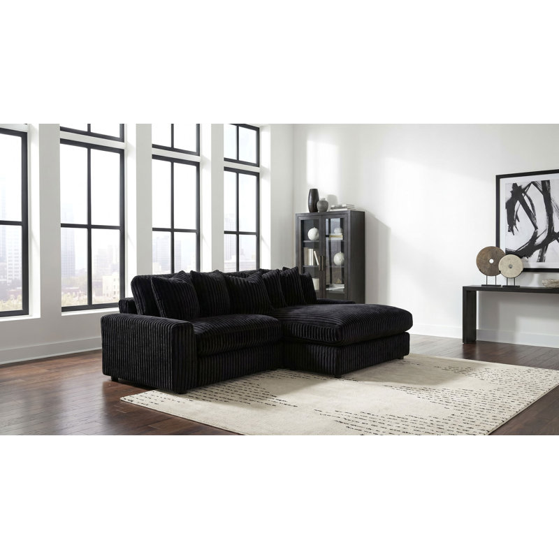 Canapé modulaire réversible Wallburg, Chocolate Brown Corduroy (Wide-wale), H 34 po x l 105 po x P 70,5 po