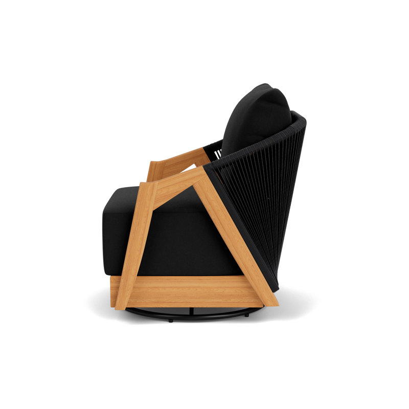 Alpine Outdoor Teak Swivel Armchair, Canvas Black