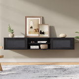 Modern Black Floating TV Stand up to 90" TV Wall Mount Media Console