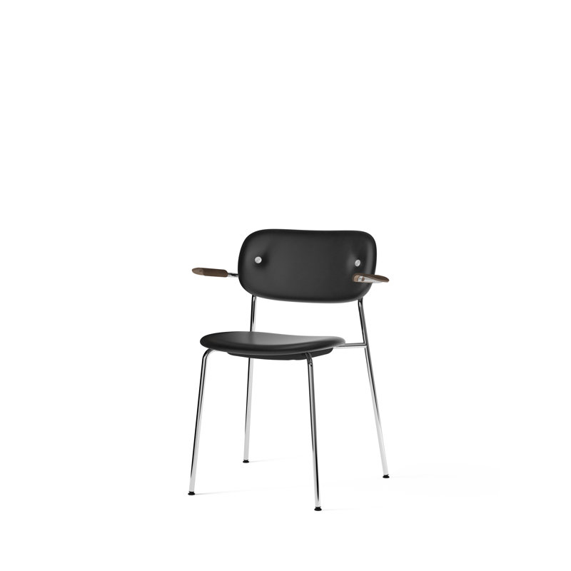 Co Upholstered Arm Chair, Dark Stained Oak, Bouclé 02 Acrylic, Chrome