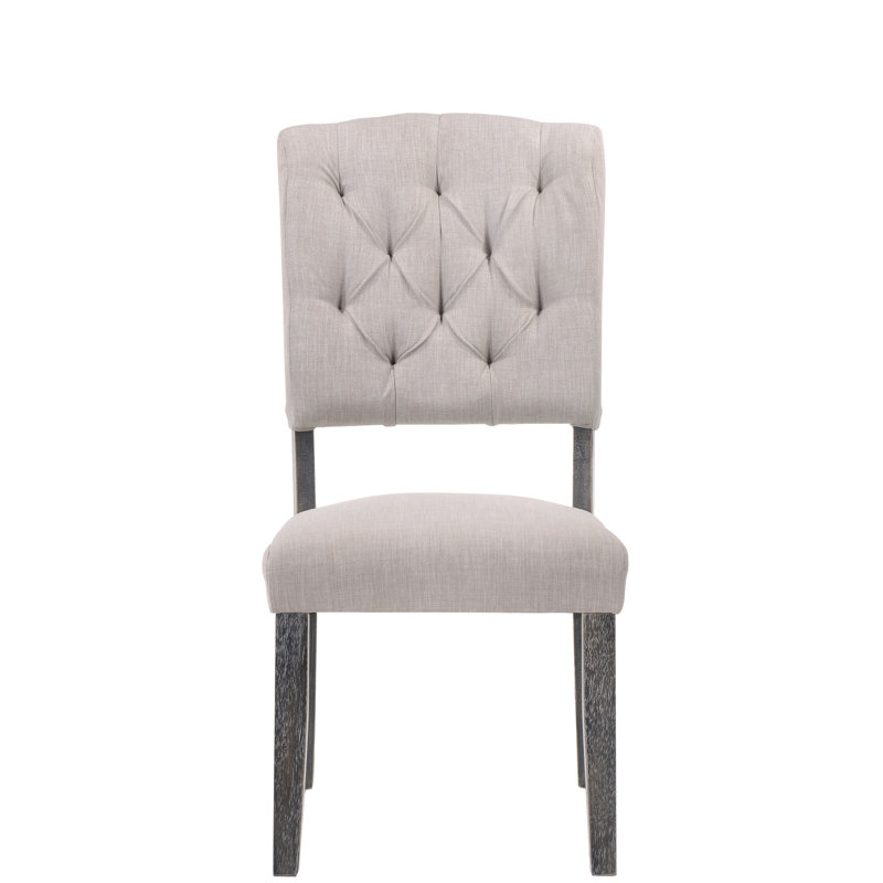 Ensemble de 2 chaises d'appoint en lin beige et gris