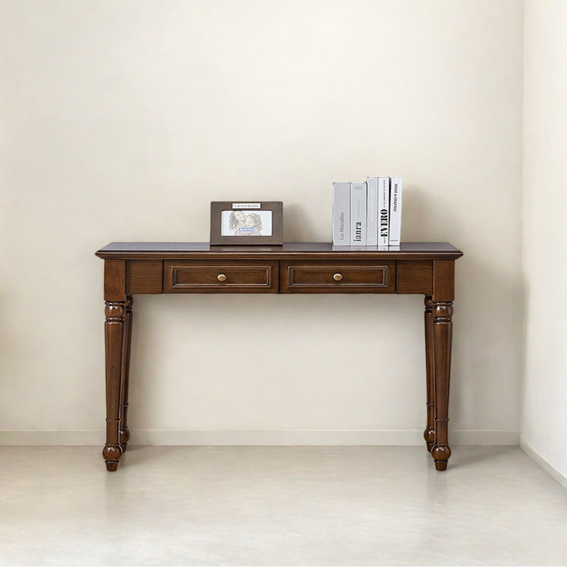 Console en bois massif de style campagne classique, H 29,92 po x l 47,24 po x P 13,78 po, Bois brun foncé