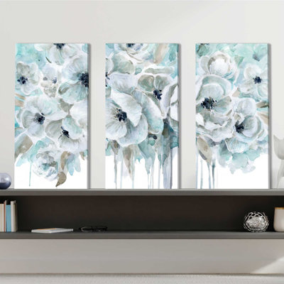 "Teal Harmony II", ensemble de 3 impressions sur toile