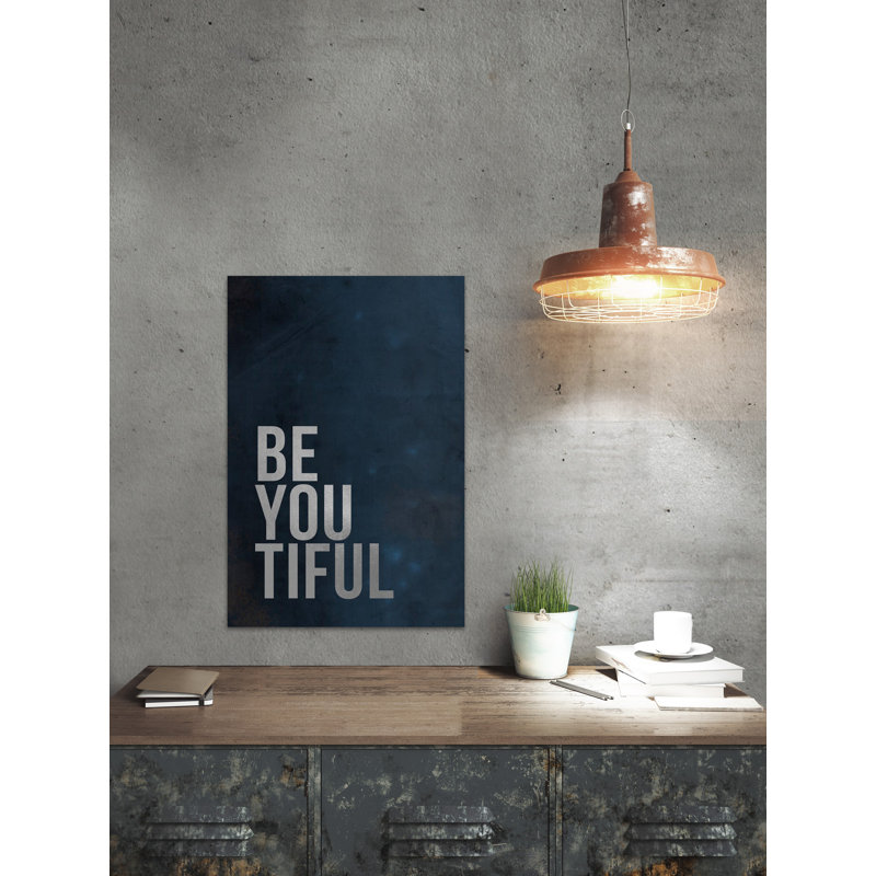 Reproduction d’art textuel sur toile tendue « be you tiful », H 45 po x l 30 po x P 1,5 po