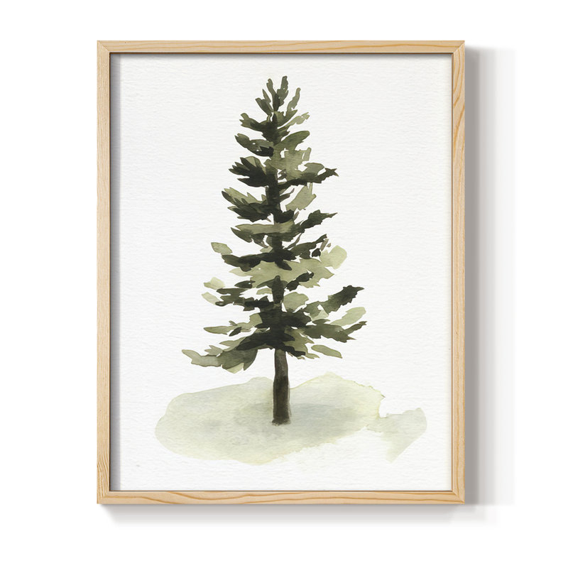 Watercolor Pine II Framed Print - Solid Wood, Natural, 11" H x 9" W