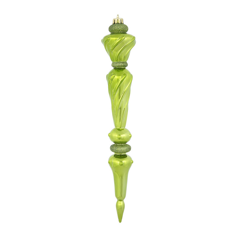  12" Lime Shiny Icicle Drop Christmas Ornament, 3 per Box, Lime