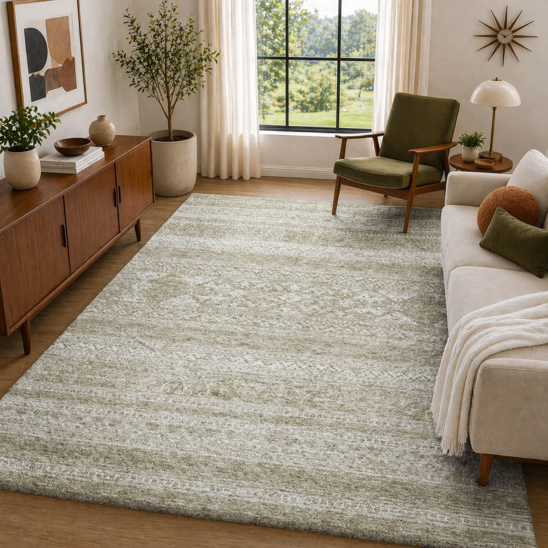 Tapis à poil long de qualité supérieure lavable à la machine ADS714, Kaki, 3 pi x 5 pi