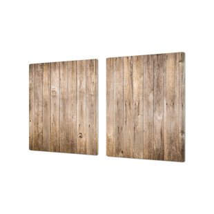 Cooktop Protector Noodle Board - Light Wood Grain Tempered Glass Gas & Electric Cooktop Cover Charcuterie Board