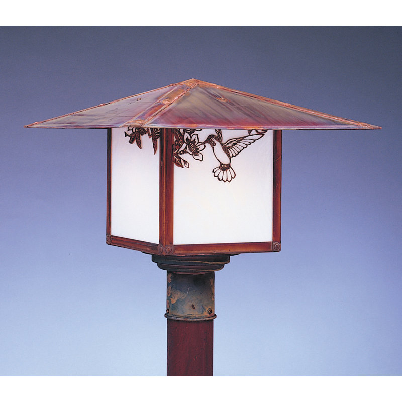Tête de lanterne 1 lumière Paulis, H 8 po x l 12 po / aiguille de pin, Étain, Mica amande