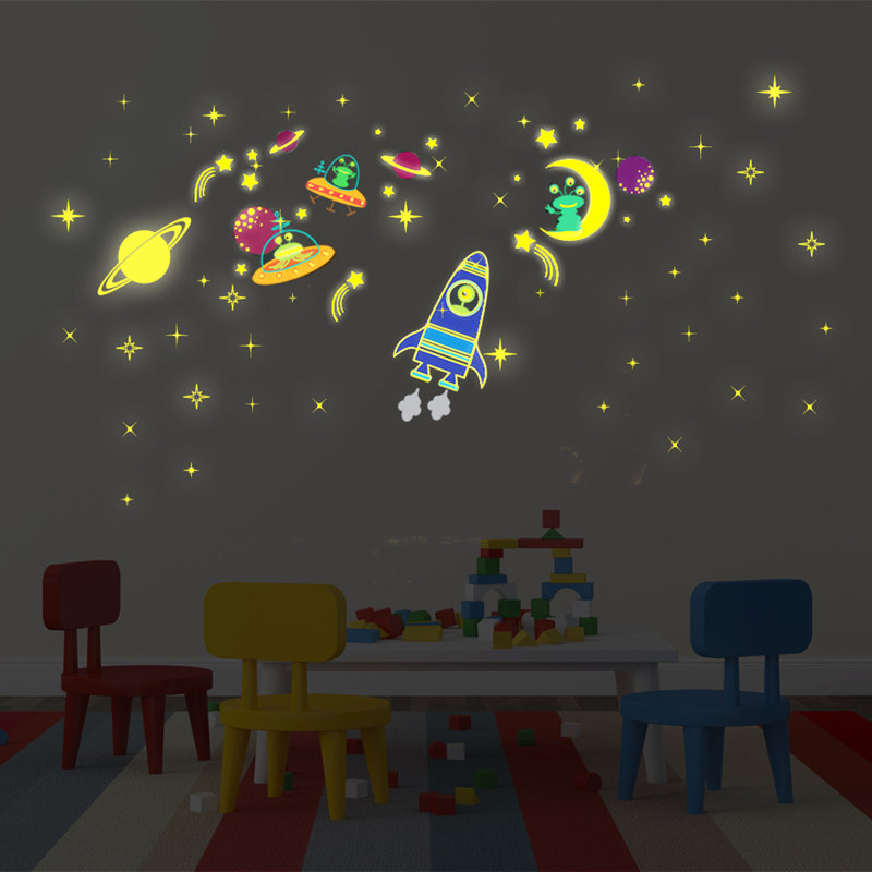 Galaxy, Moon and Stars Glow in Dark Wall Sticker