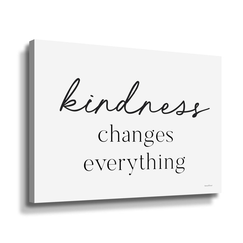 «Kindness changements» - Art textuel sur toile, H 8 po x l 10 po x P 2 po, Toile tendue