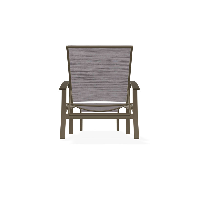 Belle Isle Sling Aluminum Frame Four Position Lay-flat Chaise With Marine Grade Polymer Arm Accent, Fossil, Beachwood