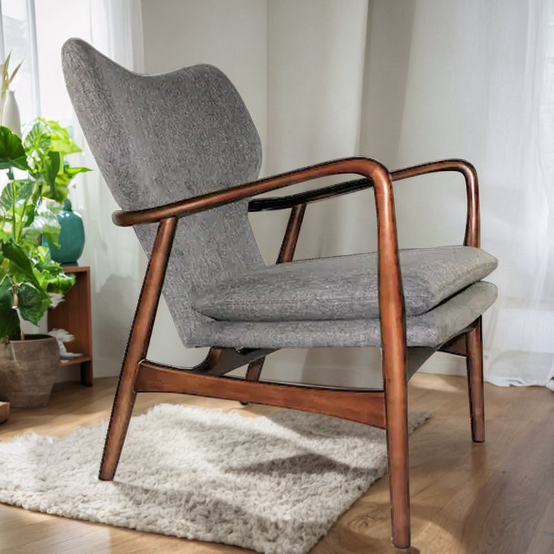 Fauteuil Abobaker, Tissu gris pâle