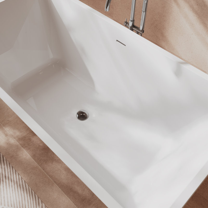Harmony-T 59" in. x 29 1/2" in. Freestanding Soaking Acrylic Bathtub,with drain 2 in.,Gloss White