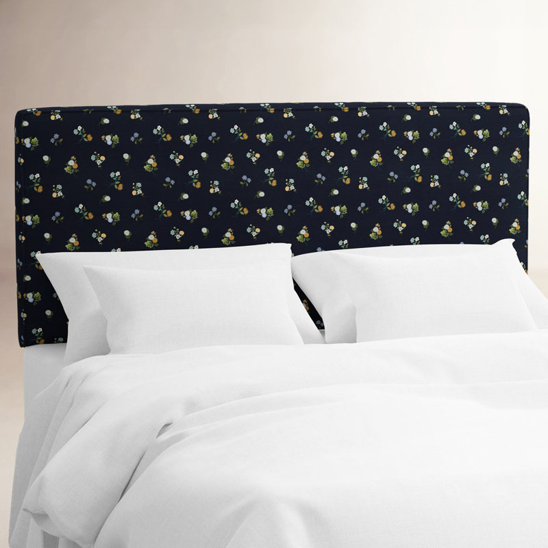 Elly Headboard In Ditsy Dahlia Navy, Queen, Navy