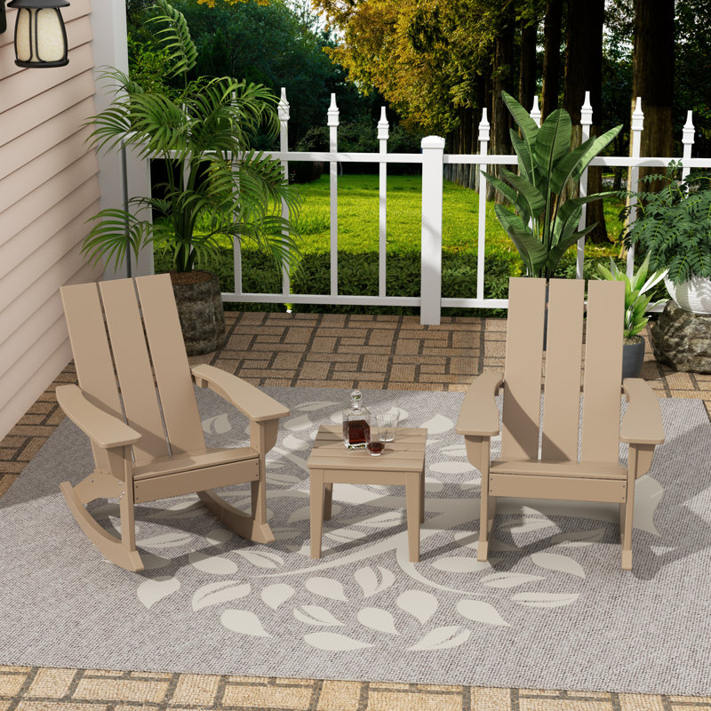 Chaise berçante d'extérieur en plastique Joubert, Bois patiné
