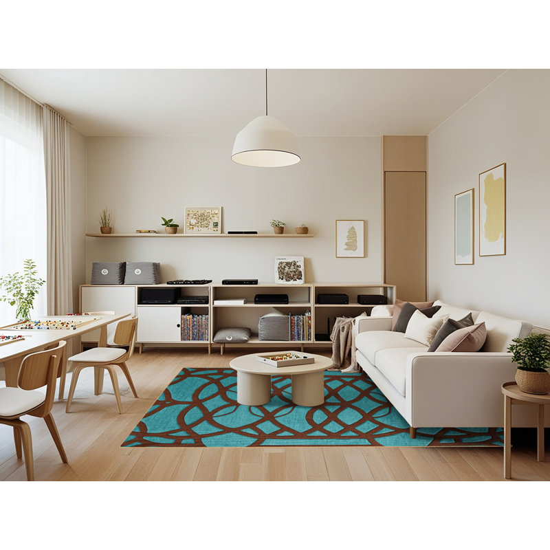 Tapis brun treillis lavable à la machine, Rectangle 7 pi x 9 pi