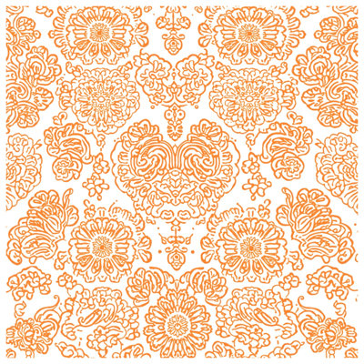 Édredon orange à motif damassé floral