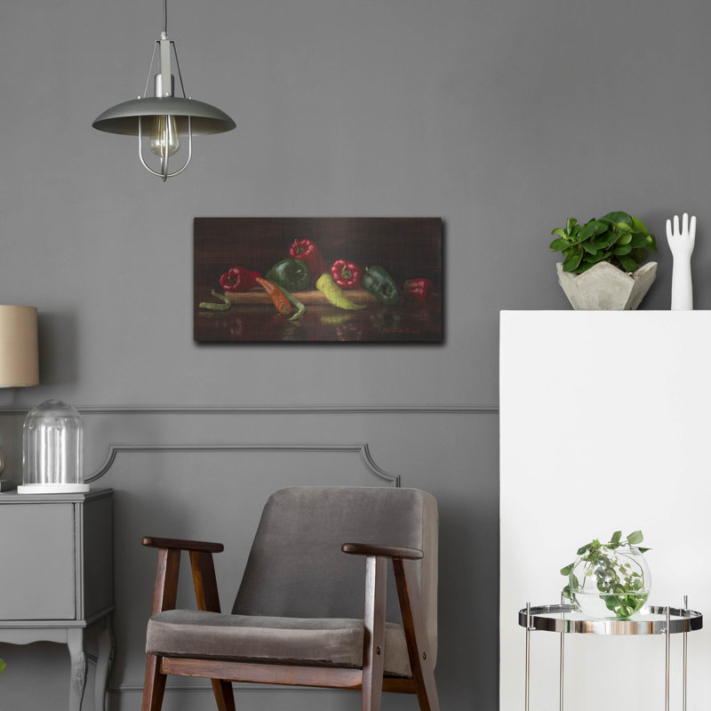 «Green and Red Peppers» par Christopher Pierce, H 12 po x l 24 po