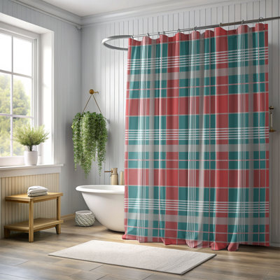 Rideau de douche Pink Holiday Tartan