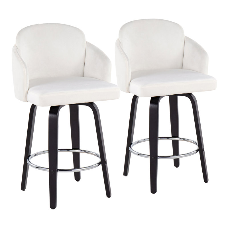 Tabouret tournant 25 "Violetta, Velours crème, Noir