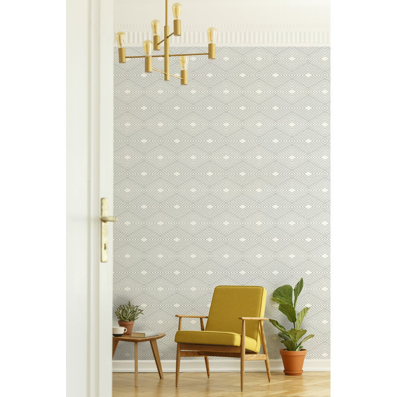 Huron 10' L x 24" W Wallpaper Roll, Quartz White, Faux Grasscloth, Non-pasted