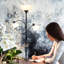 Sky Dome Double 72 in. Industrial 3-Way Dimming LED Black Floor Lamp with 3 Versatile Adjustable Bowl Shades-62954077
