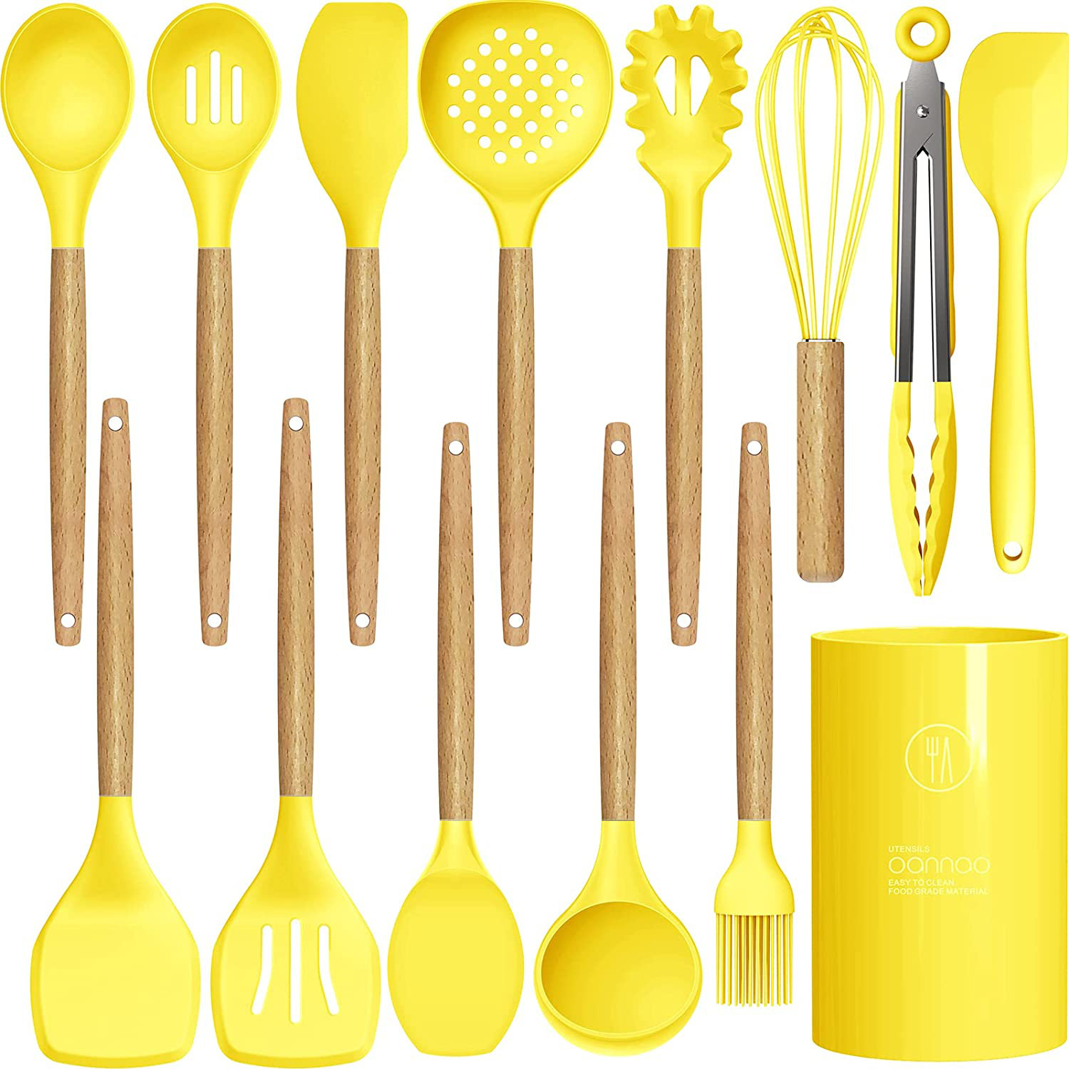 Silicone Cooking Utensils Set,Kitchen Utensils 26 Pcs Set,Non-stick Heat  Resistant Silicone,Cookware with Stainless Steel Handle