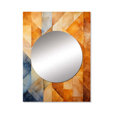 Hyrmet Topaz Tessellation I - grand miroir de formes abstraites, miroir mural décoratif jaune, impression d'art en métal