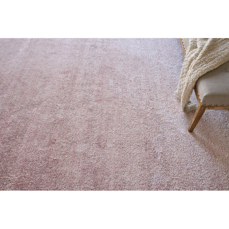 Plush Viscose/ Wool Area Rug in Pink, Rectangle 9' x 12'