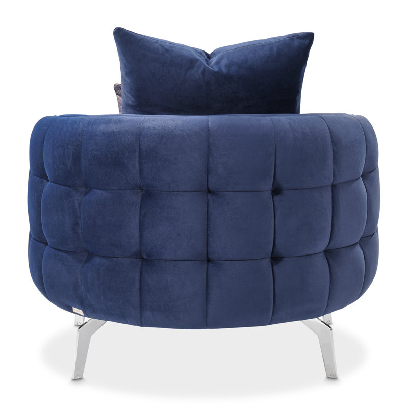 A La Carte Barrel Chair, Silver, Indigo Velvet
