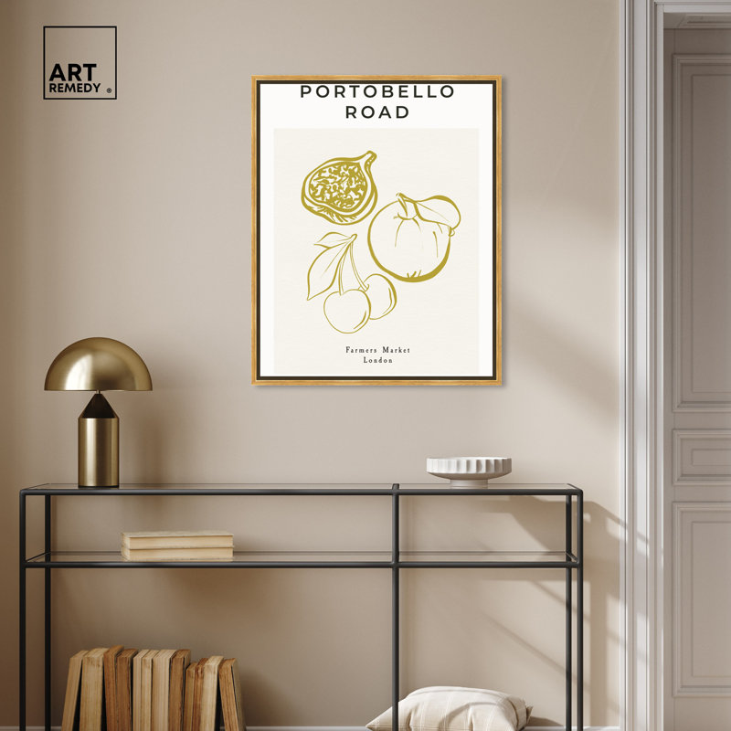 «Portobello Road fruits», art minimaliste boho par Everly Quinn, H 45 po x l 36 po, Toile tendue