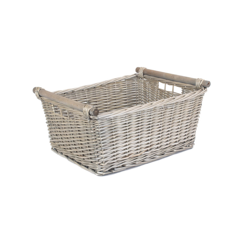 Wicker Wooden Handled Storage Basket