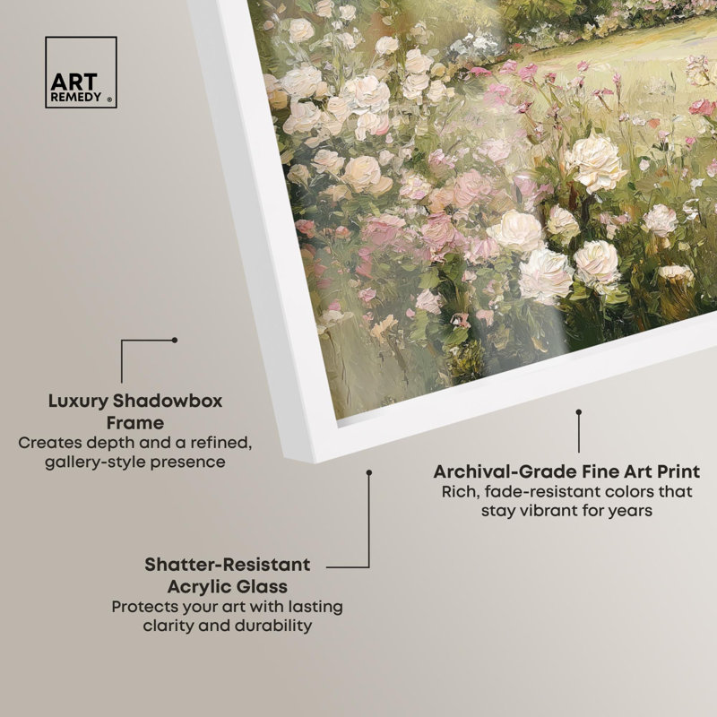 «Valley in Bloom Farmhouse» par Art Remedy, H 17 po x l 21 po, Blanc
