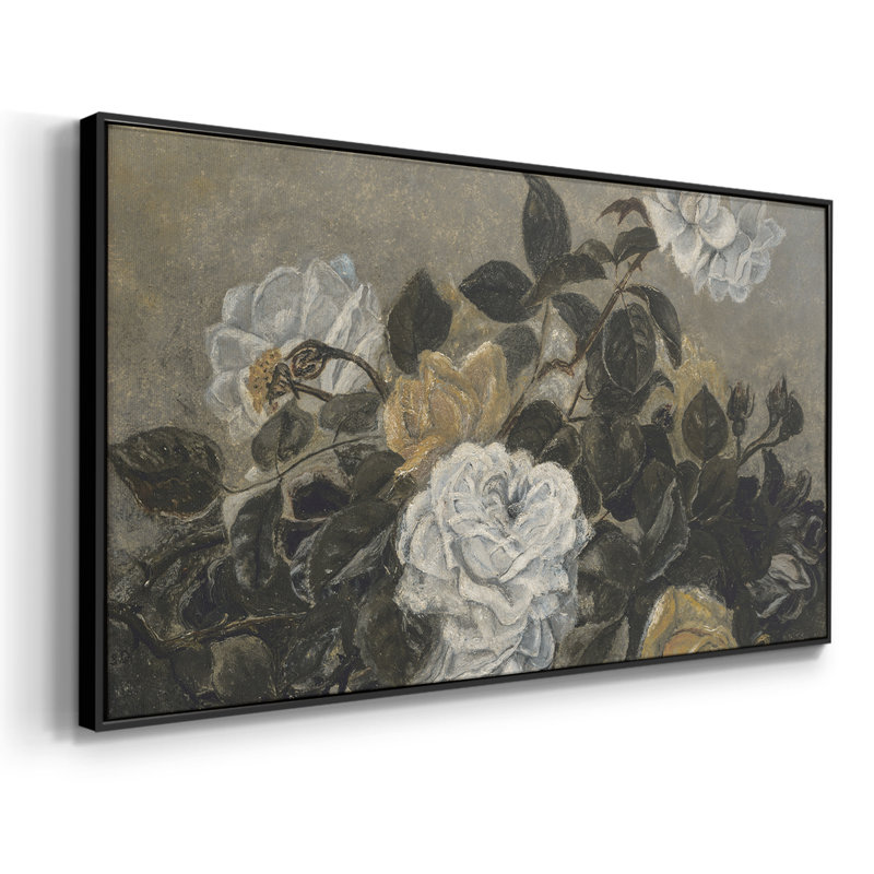 Botanical Series-CDIX- Toile tendue avec châssis tendue, prête à être accrochée, H 21 po x l 41 po, Noir