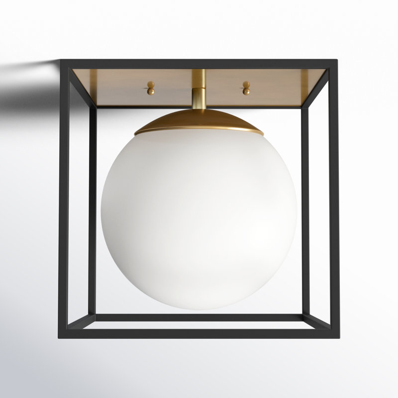 Aira 1 Light Flush Mount, Aged Brass, 14" H x 14" W x 14" D