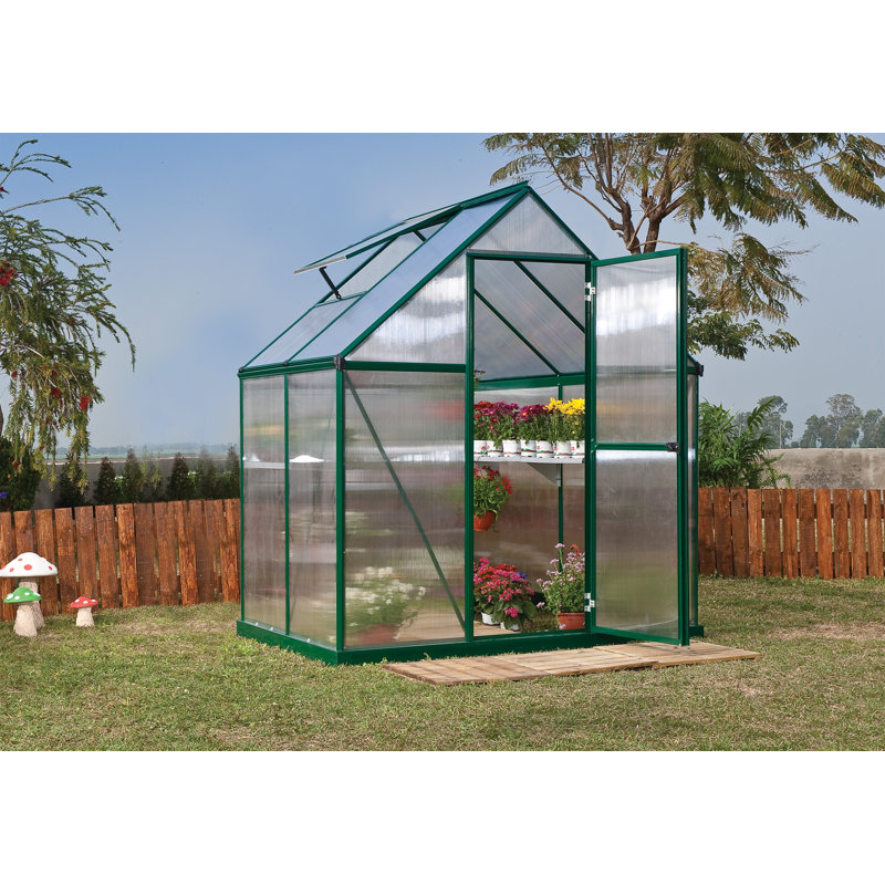 Mythos 6 Ft W x 4 Ft D Greenhouse, Green, 208cm H x 185cm W x 126cm D